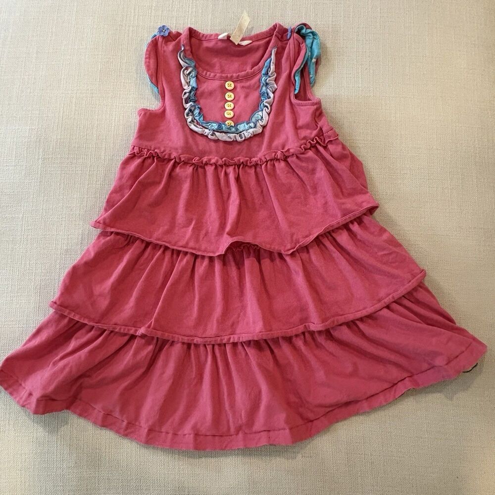 Matilda Jane Girls Dress 6 Lets Go Together Have Your Cake Pink Ruffle Tiered